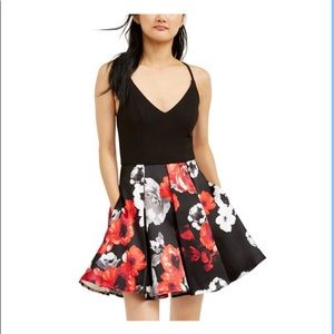 Speechless Printed Floral Cocktail Party Dress Black